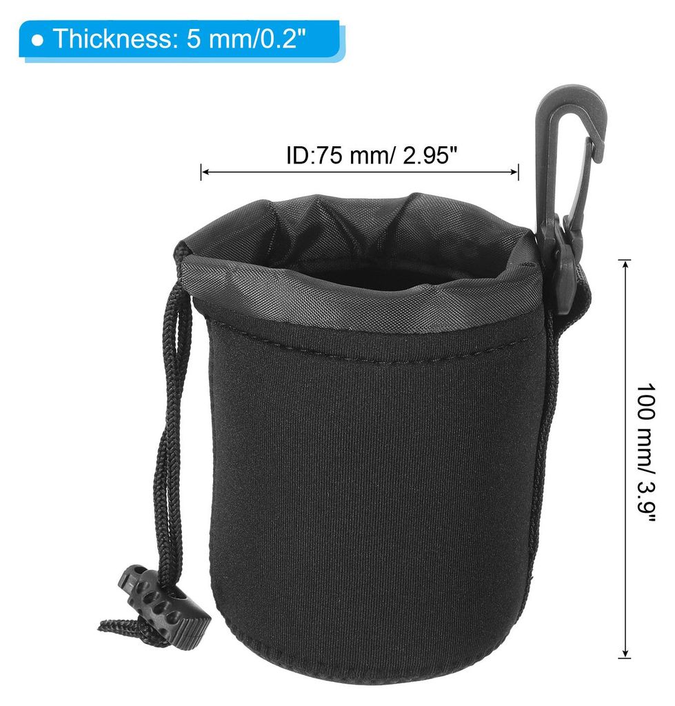Kamera-Objektivtasche, 4 Stš¹ck 3" ID x 3,9" H Zugband-Objektivbeutel mit dickem schš¹tzendem Neopren, Objektivtasche fš¹r DSLR-Kameraobjekti...