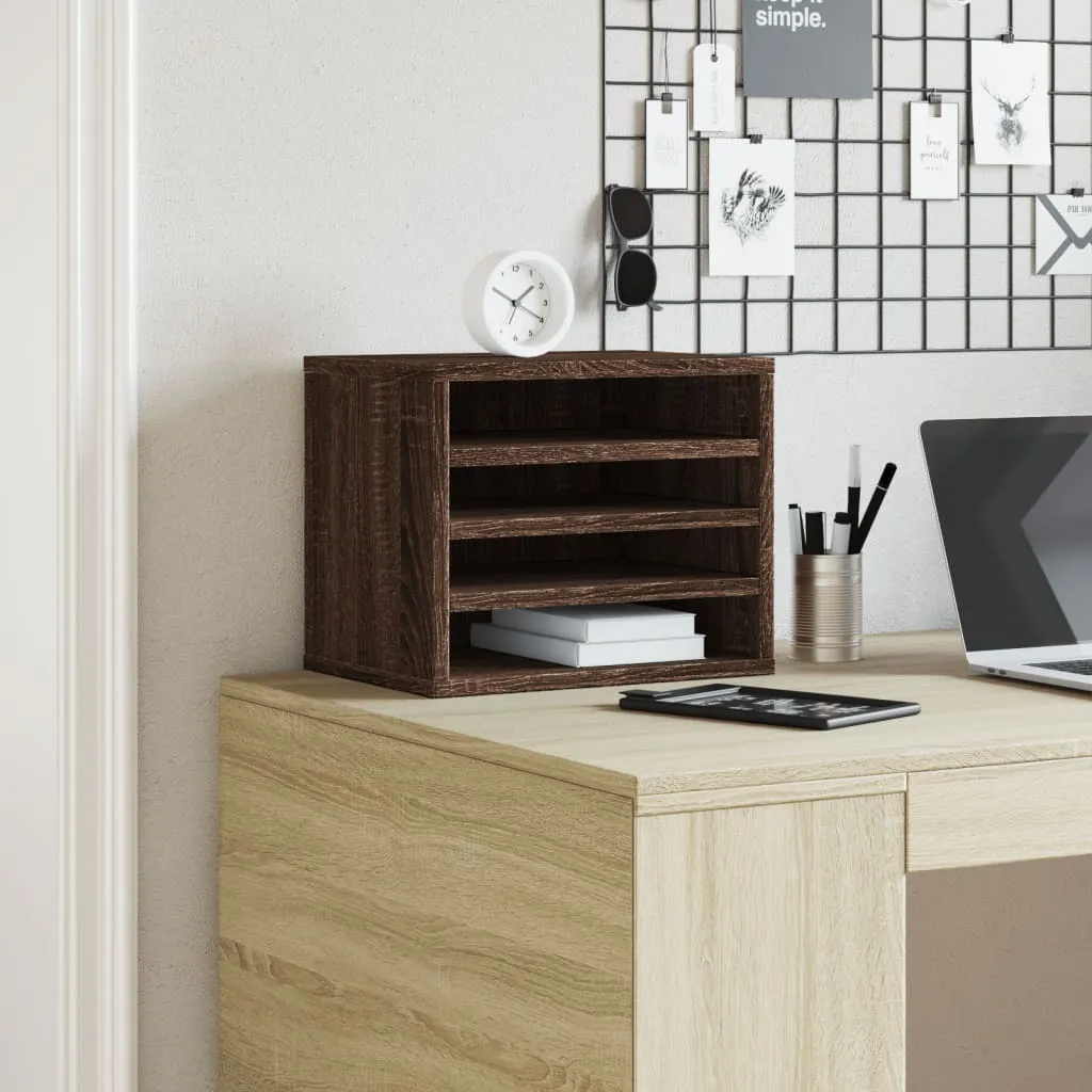 Rangement de bureau en chêne robuste avec larges étagères de tri A4