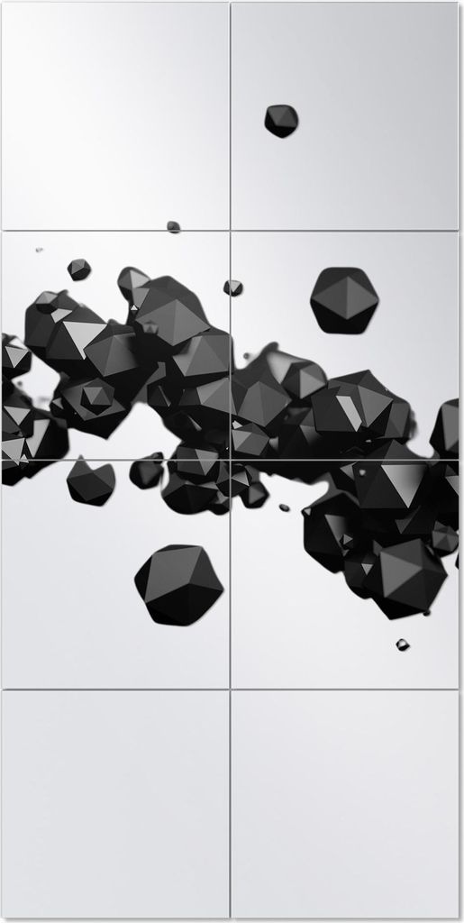 DEQORI Wandspiegel Puzzle 60x120 cm 'Geometrische Kometen' Spiegel Ganzkörperspiegel