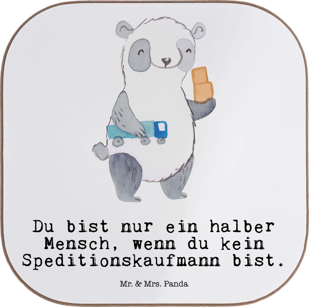 Mr. & Mrs. Panda Untersetzer Tasse Speditionskaufmann Herz - Weiß - Geschenk, gläseruntersetzer, Tassenuntersetzer, für Gläser, Holzuntersetzer...