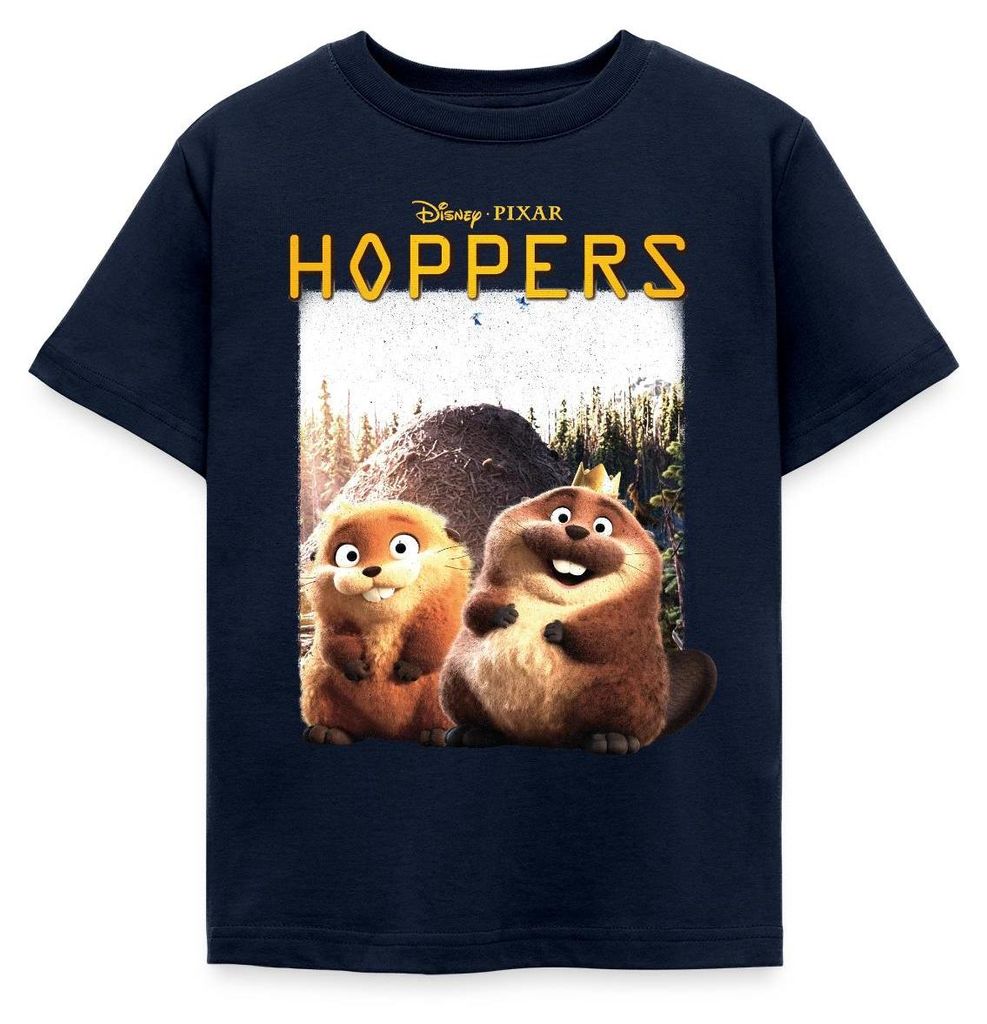 Spreadshirt Hoppers King George Mit Mabel Beaver & Schriftzug Kinder T-Shirt, 98/104 (3-4 Jahre), Navy
