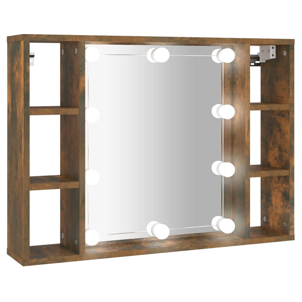 Specchiera con LED in rovere fumé 76x15x55 cm Immagine del prodotto 