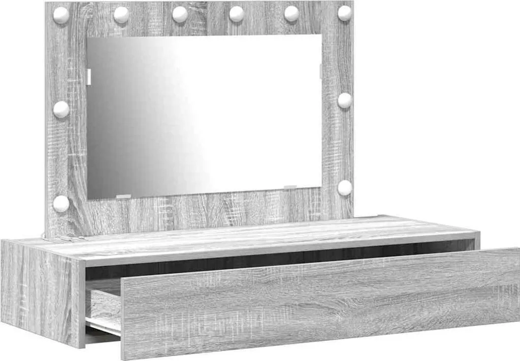 SYFAX Tavolo Trucco 100cm Grigio - Mobile Robusto in Legno Multistrato - 4