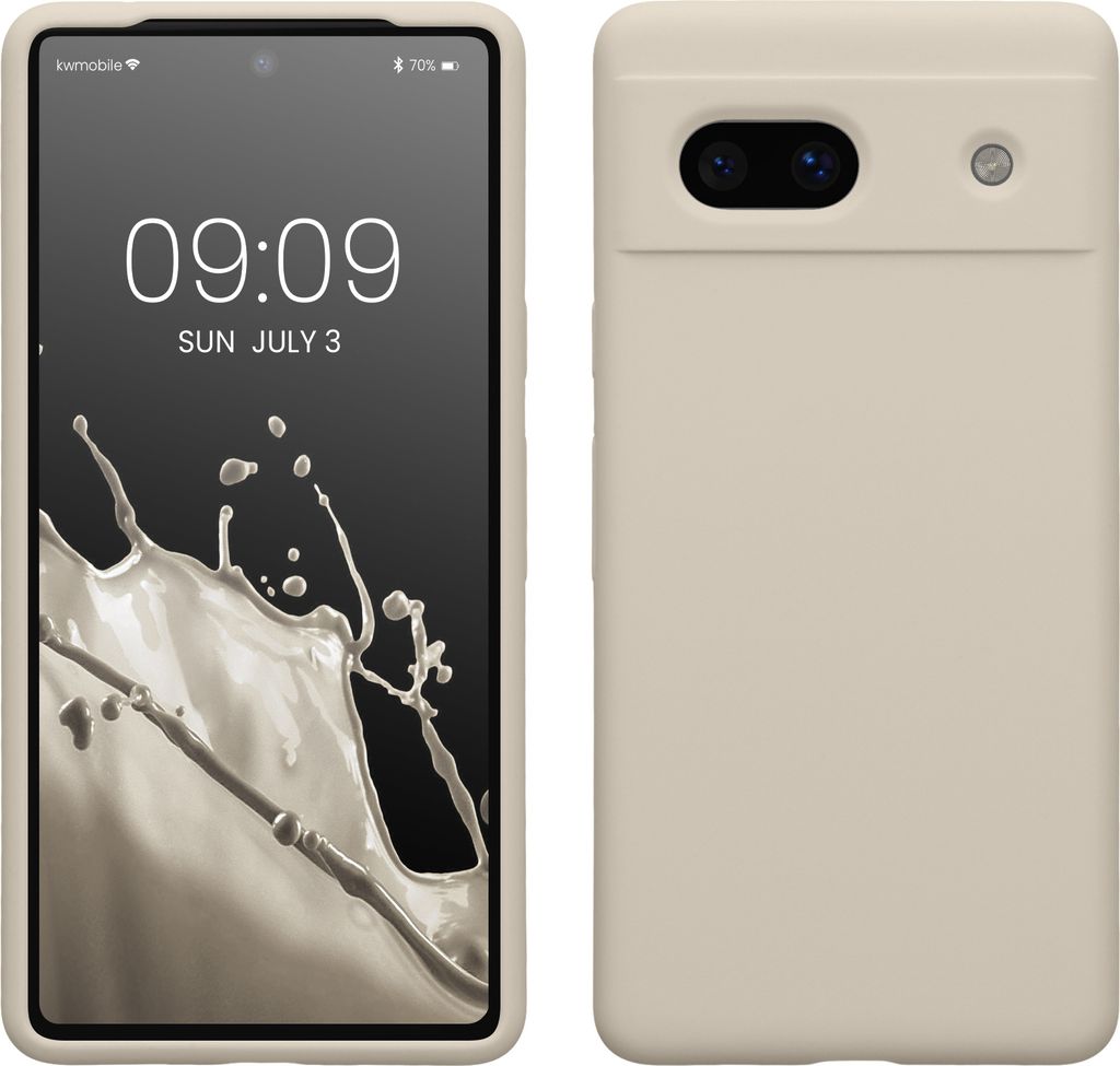 kwmobile Handyhülle für Google Pixel 7a Hülle, für Pixel 7a Case - Hülle Silikon - kabelloses Laden - Creme
