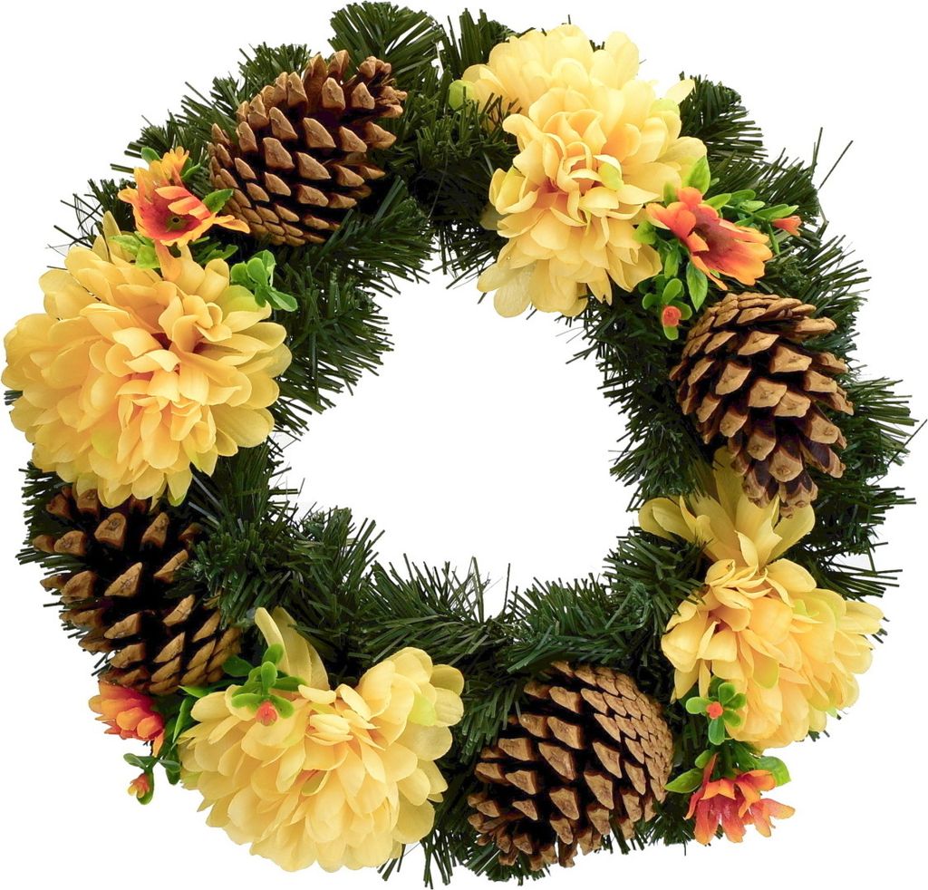 Guirlande avec chrysanthèmes jaunes Ø30 cm Image du produit 
