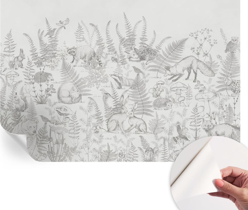 Selbstklebende Wandtapete - Dekorative Tapete für Wohnzimmer - Klebefolie für Wandbilder - Tapetenfolie für Wanddekoration - 104x70 cm - Waldtiere