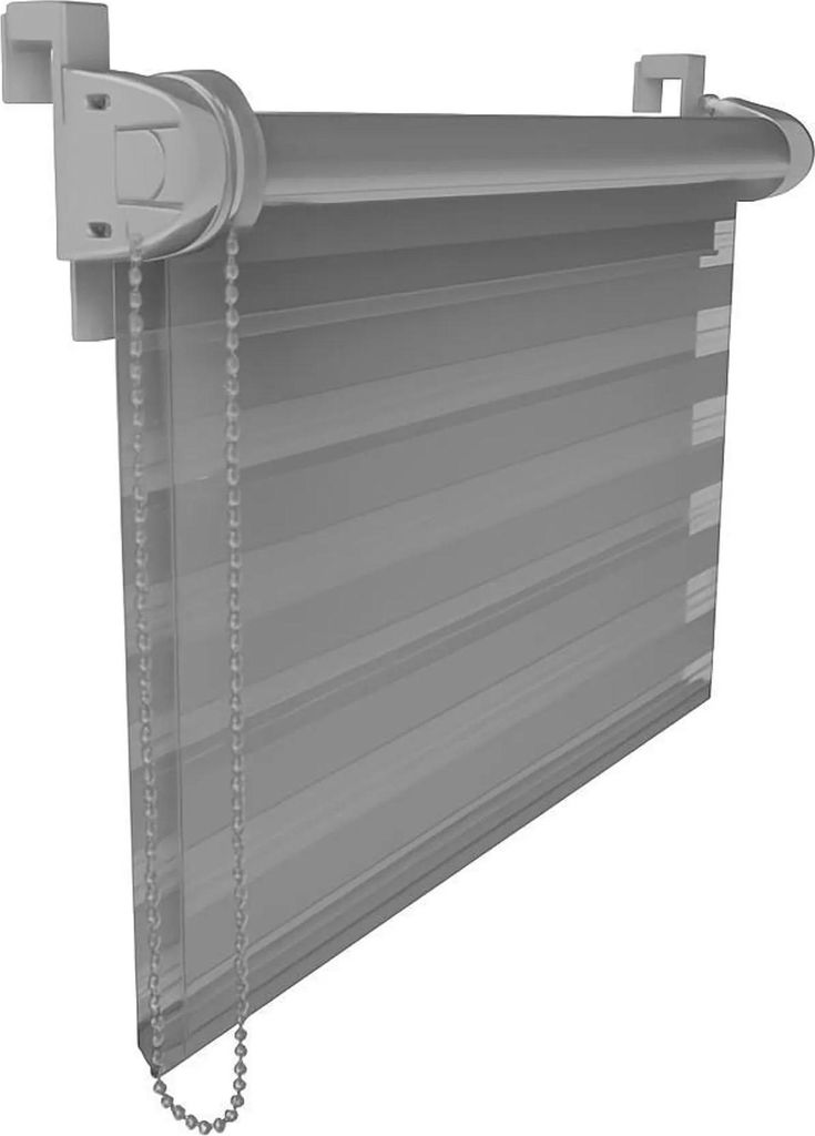 FURNIFY Doppelrollo 35 x 130 cm Fensterrollo Tag-Nacht ohne Bohren, Kettenzug mit Stopper | Klemmfix Zebrarollo: Grau