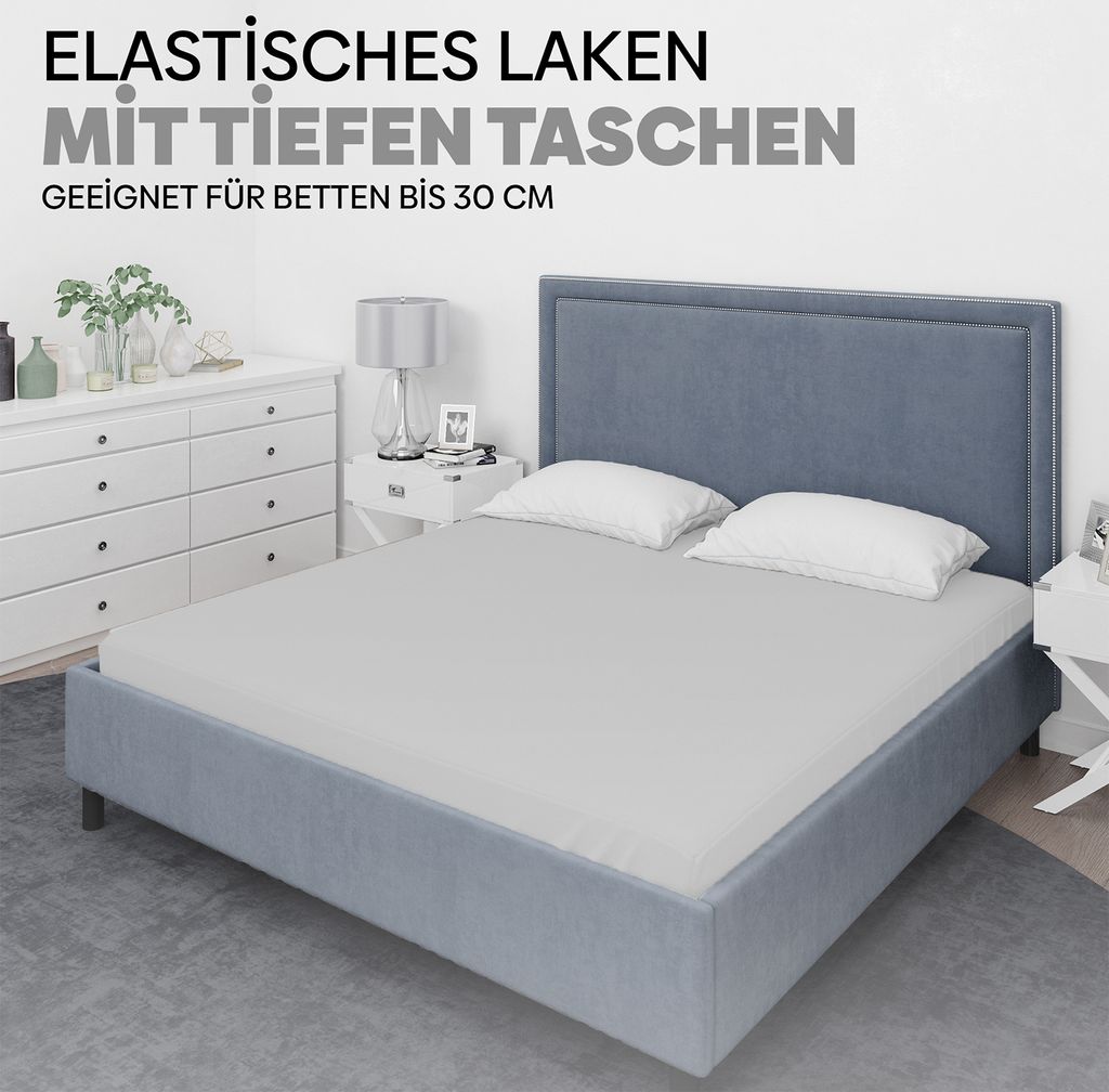 EVE Textile Spannbettlaken 200 x 200cm Weiß 100 % Baumwolle Produktbild 6