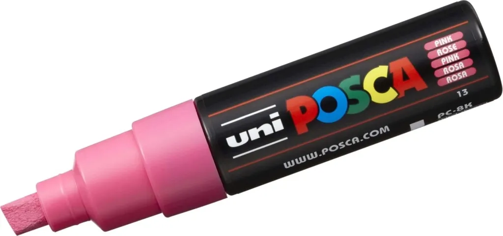 Marcatore POSCA PC-8K Rosa 6 Pezzi | Pennarelli Punta Scalpello 8mm