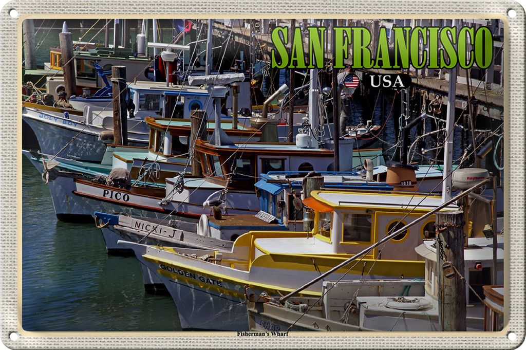 Blechschild Reise 18x12cm San Francisco Fisherman's Wharf