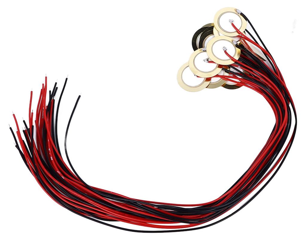 15 Stück Piezo-Tonabnehmer 27 mm für Gitarre, Gitarren-Tonabnehmer, Piezo-Wandler mit 33 mm Kabel für Schlagzeug