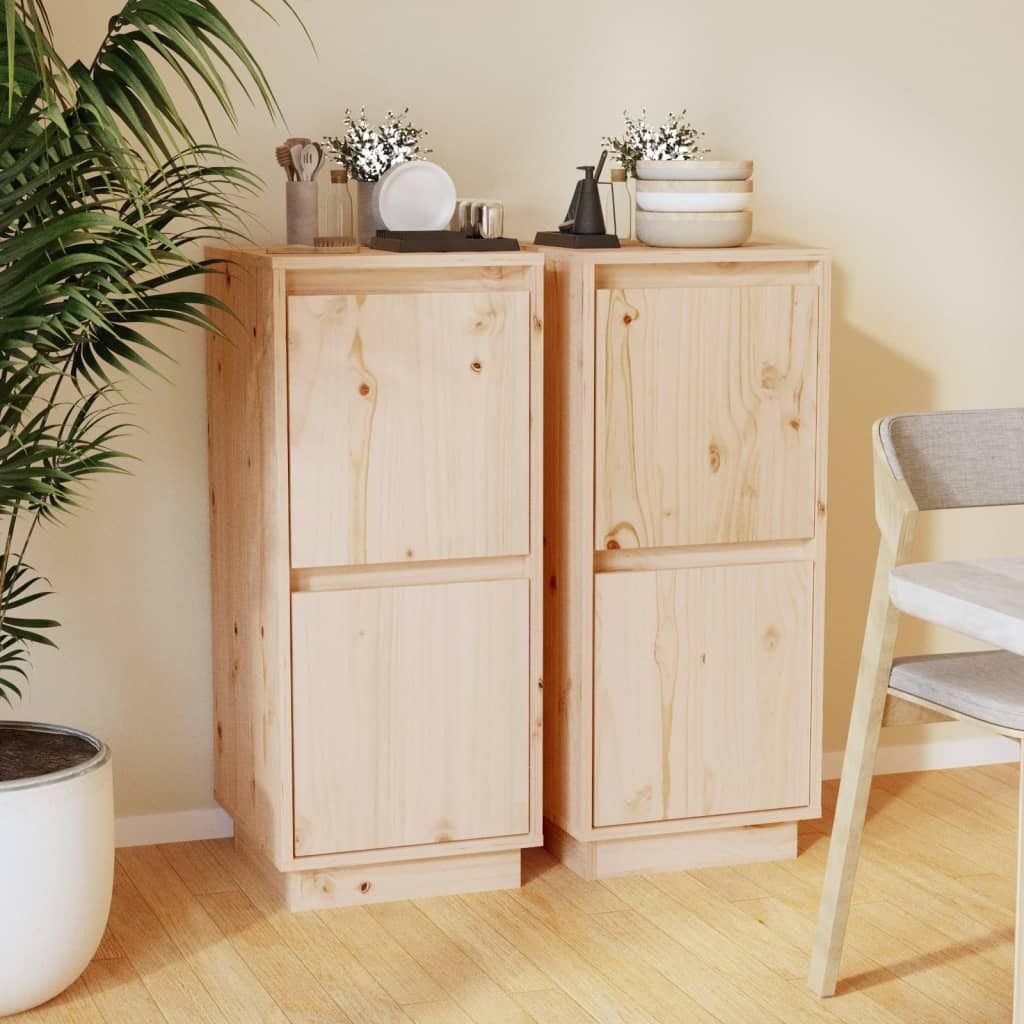vidaXL Credenze 2 pezzi 31,5x34x75 cm in legno di pino Immagine del prodotto 