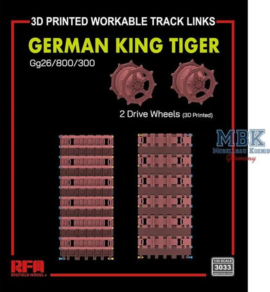 Chenilles King Tiger RFM3033 fonctionnelles en impression 3D ultra-détail
