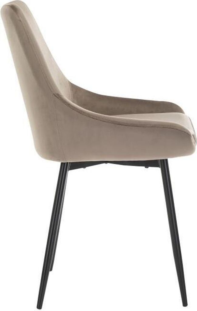 Stuhl 6er-Set - Samt & Schwarzes Metall - Taupe - MASURIE Produktbild 4