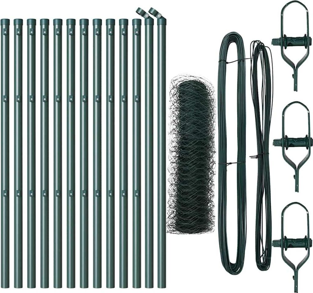 vidaXL Zaunpfosten Grün 25 x 0,5 m (36 mm Netz) Stahl