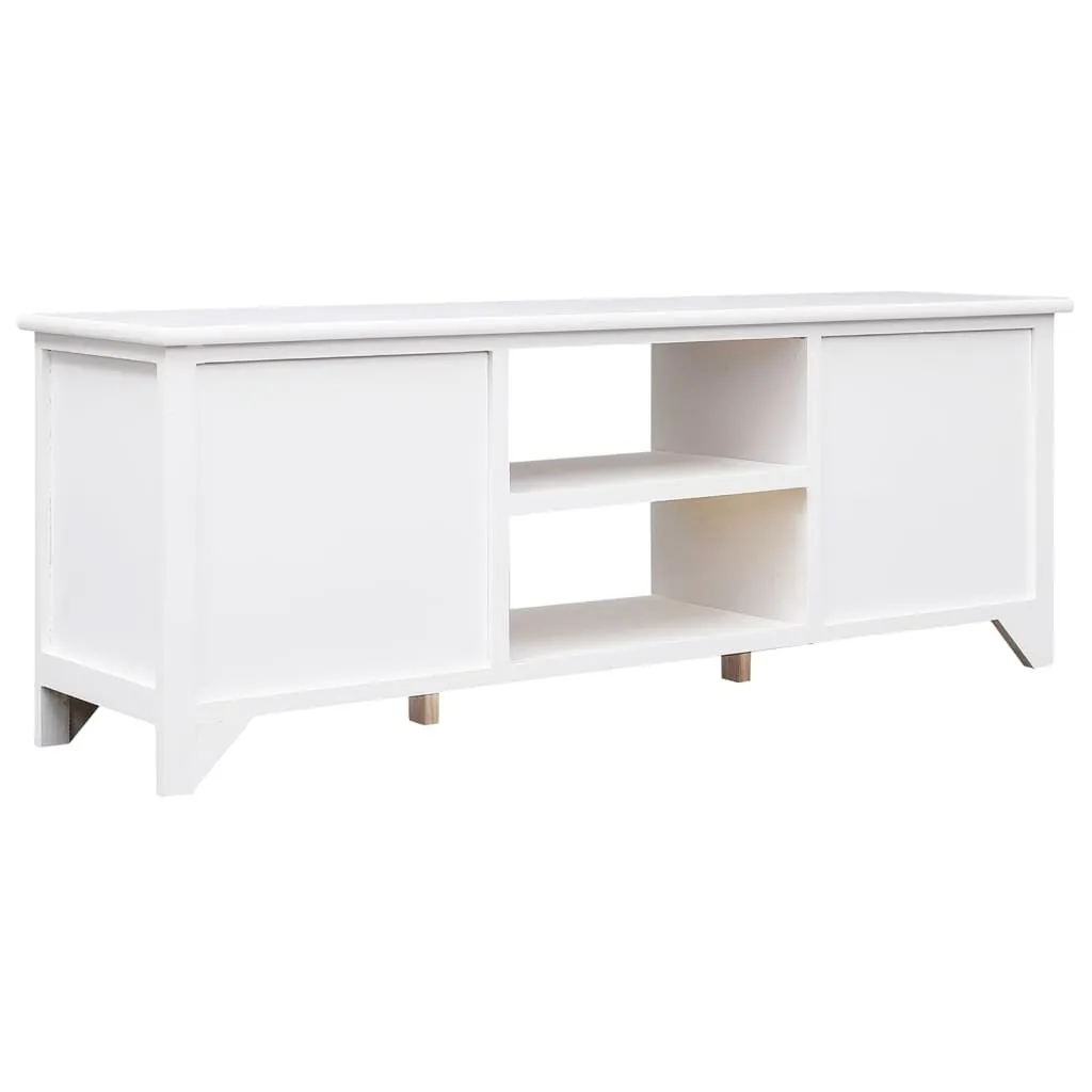 Mobile TV bianco 108x30x40 cm in legno massiccio di paulownia - 2