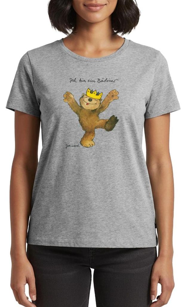 Spreadshirt Janosch Kleiner Bär Ich Bin Ein Bärliner Frauen Premium T-Shirt, L, Grau meliert