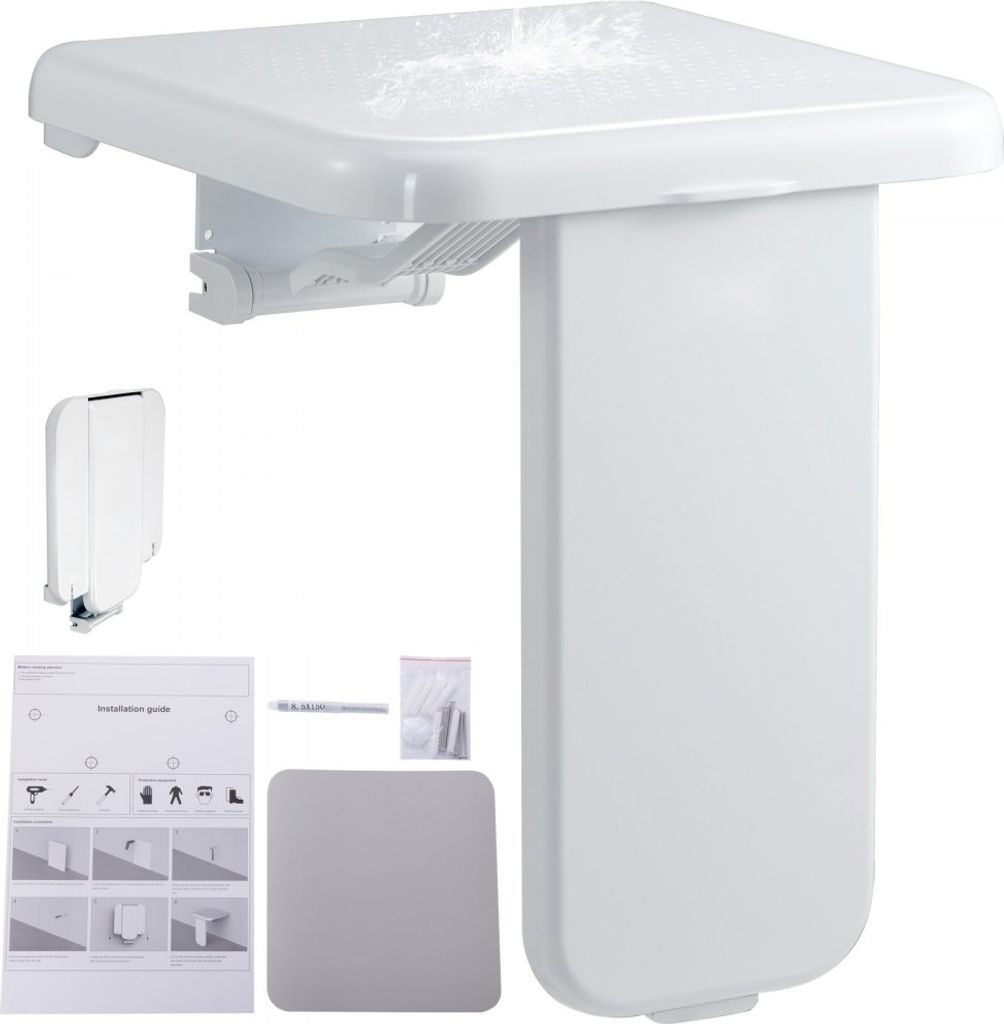 Klappbarer Duschsitz aus ABS - 15,7 x 16,7 Zoll - wandmontierte Duschbank - 200 kg Tragkraft - komfortable Dusche für Senioren und Menschen mit ei...