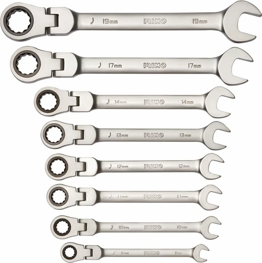 Set 8 Chiavi a Cricchetto Irimo 19-8-H con Testa Flessibile 8-19mm