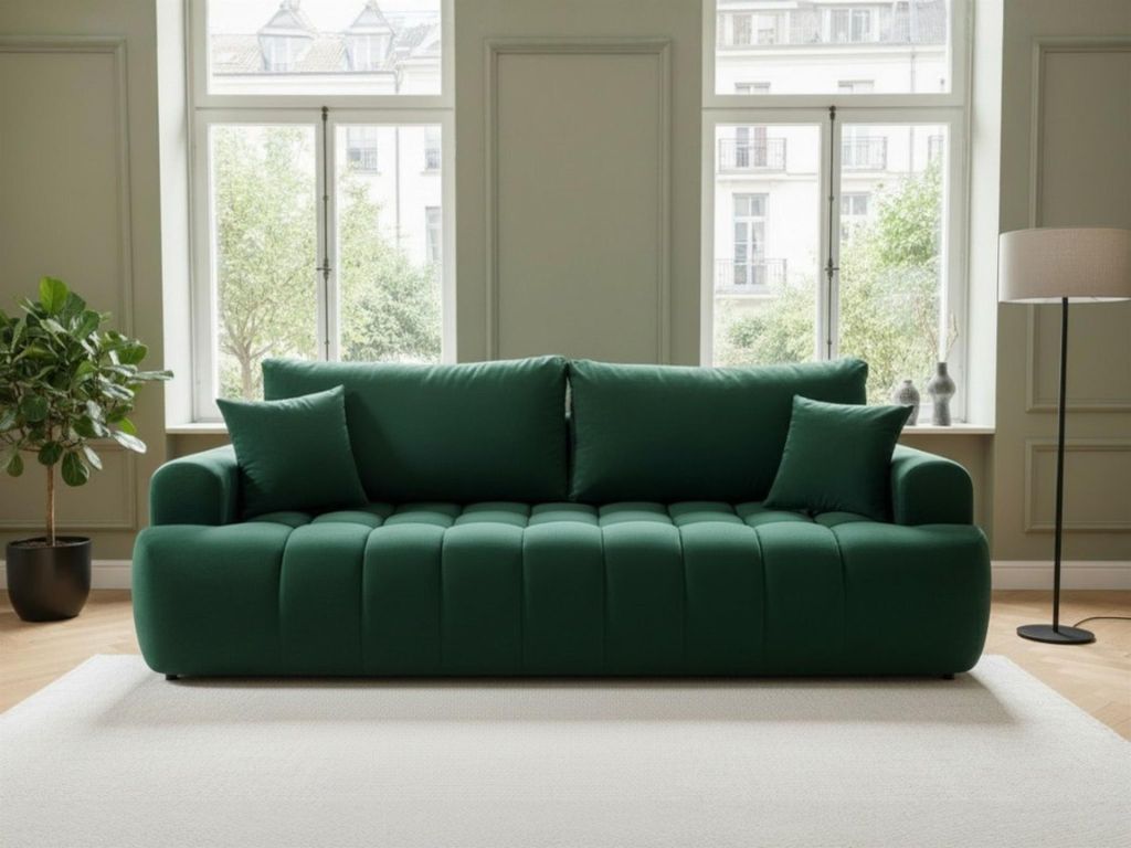 Sofa 3-Sitzer mit Schlaffunktion CANDY Stoff Soft Grün