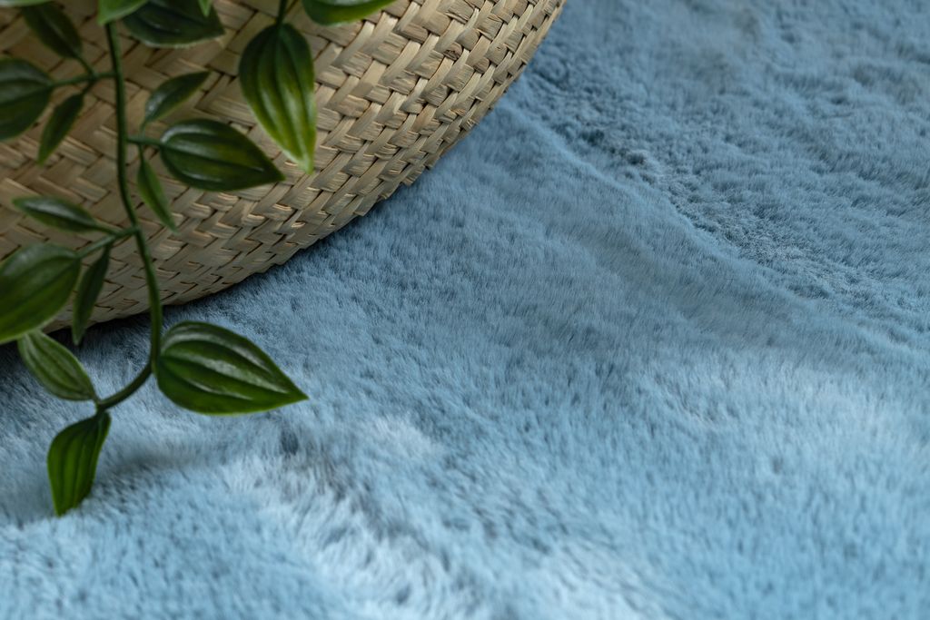 Moderner Waschteppich POSH Kreis Shaggy, plüschig, dick Antirutsch blau Blau rund 80 cm