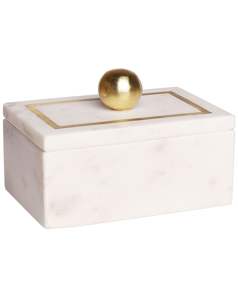 BELIANI Dekorative Aufbewahrungsbox Weißer Marmor 10 x 7 x 15 cm Moderne Akzente im Glam-Design