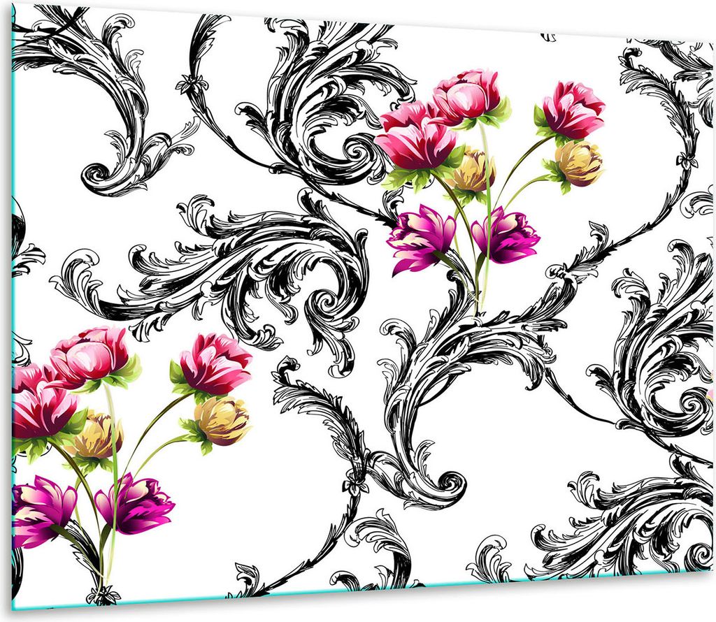 Herdabdeckplatten Glaskeramikkochfeld-Abdeckung Spritzschutz Glas 60x52cm Blumen