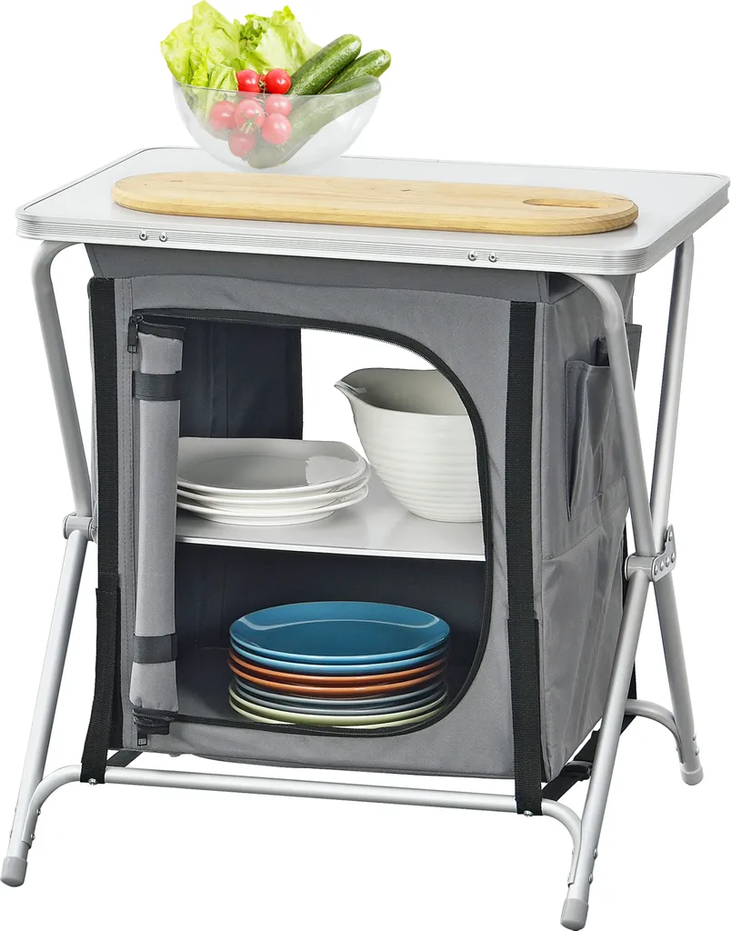 Meuble de voyage pliant 60x45x64 cm avec plan de travail pour camping
