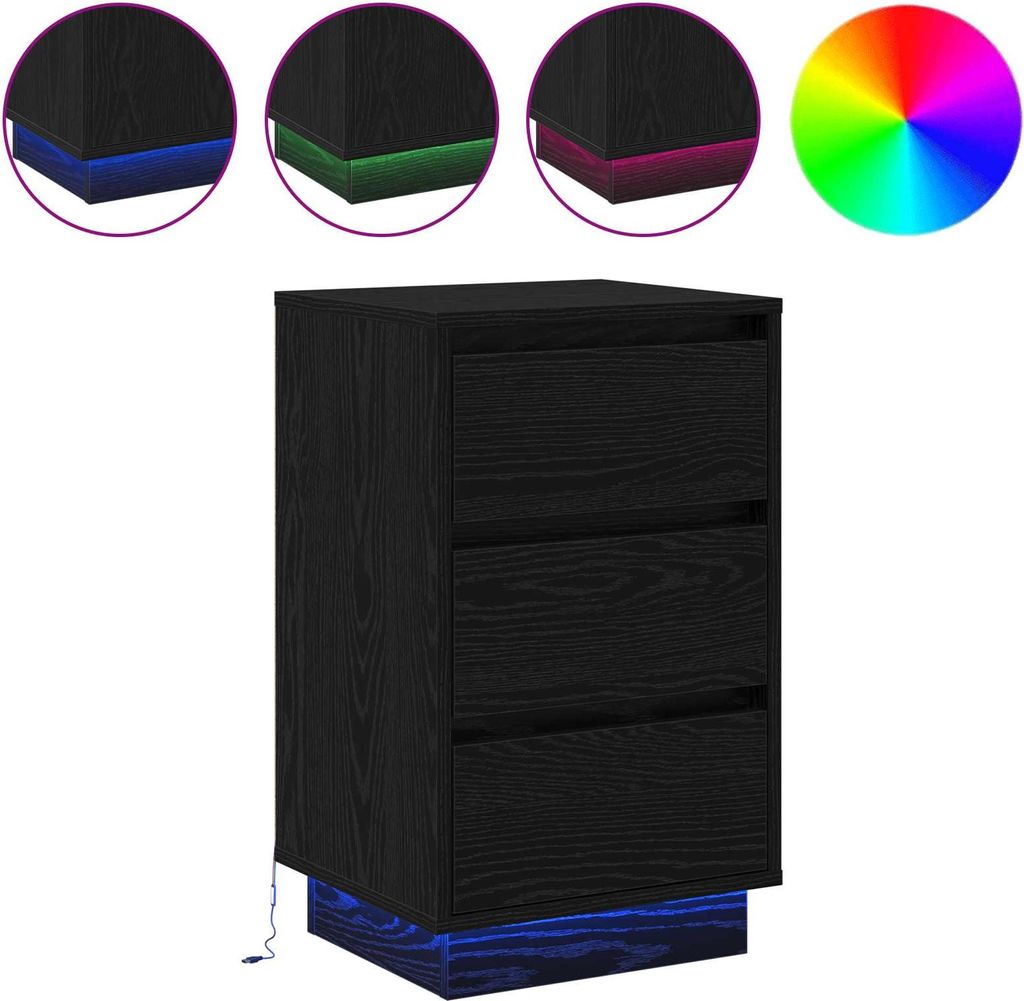 "SALE 2026"Nachttisch für Schlafzimmer - elegantes Design - Nachtkommode - Schwarz Eichen-Optik 39x34,5x65cm Holzwerkstoff - Nachttische & -schrä...