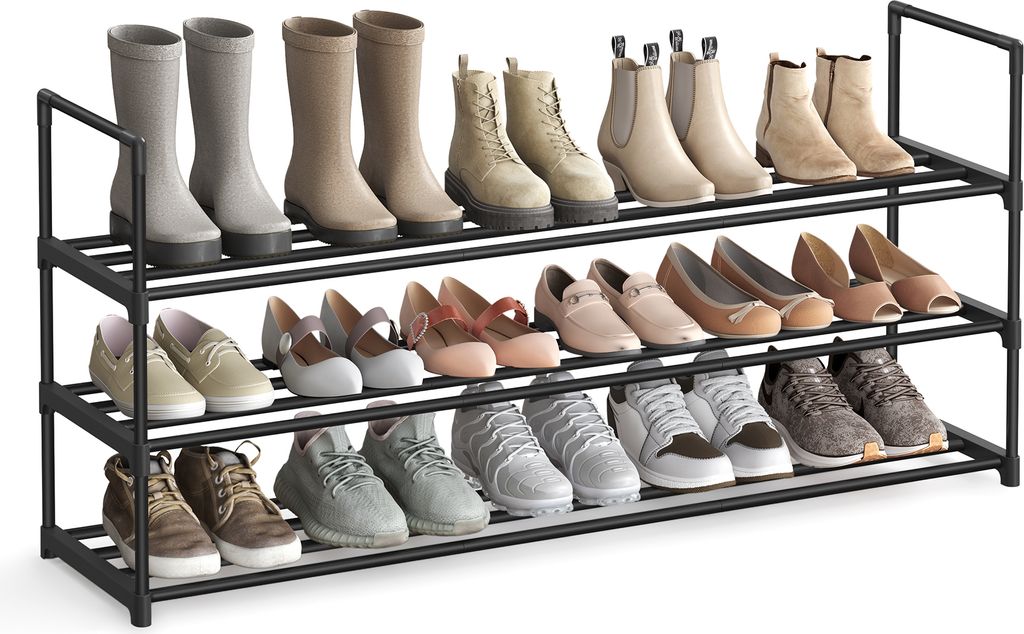 Schuhregal mit 3 Ebenen, Schuhständer aus Metall, Produktbild 