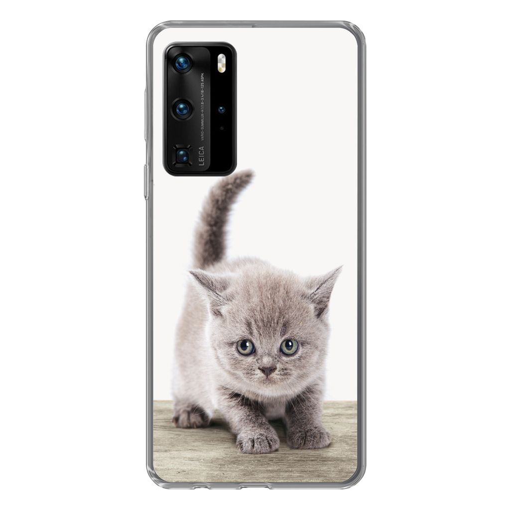 MuchoWow Handyhülle Schutzhülle Hülle für Huawei P40 Pro Kätzchen - Katze - Haustiere - Jungen - Kinder - Mädchen Silikon Softcase Handy H...