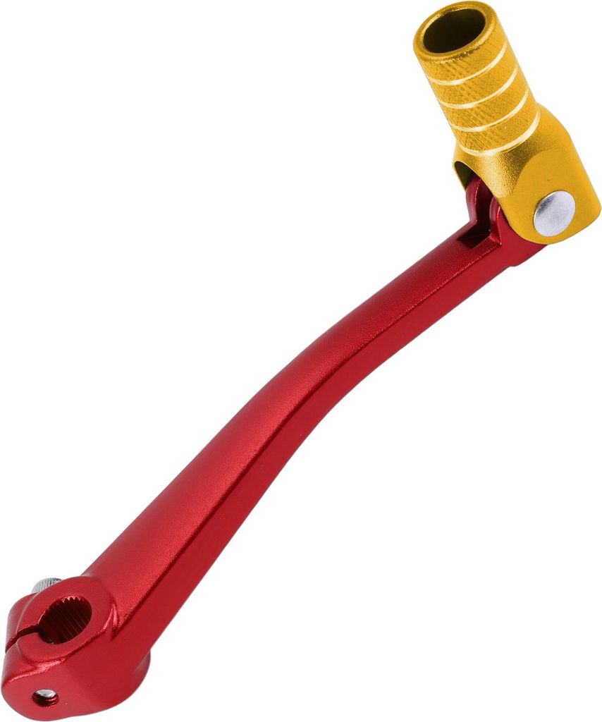 Klappbarer Motorrad-Gangschalthebel für Bosuer 125 Aluminiumlegierung Pedal-Schalthebel-Arm Roter und Goldfarbener Kopf mit Silberfarbenem Ring