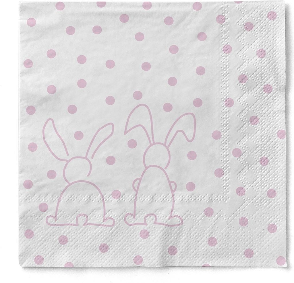 Sovie HOME Serviette Rabbits in Rosa aus Tissue 33 x 33 cm, 3-lagig, 20 Stück - Osterhase Osterserviette Osterdeko