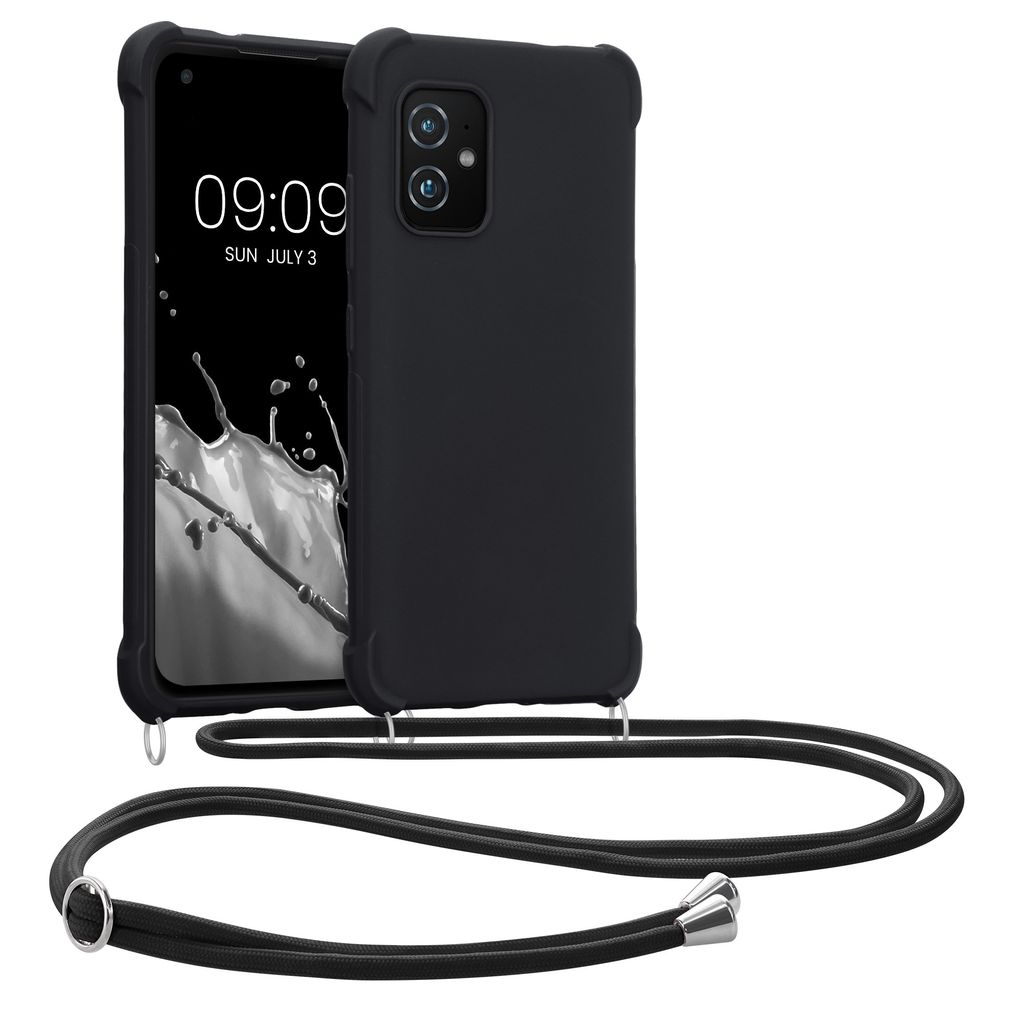kwmobile Necklace Case kompatibel mit ASUS Zenfone 8 Hülle - Cover mit Kordel zum Umhängen - Silikon Schutzhülle Schwarz