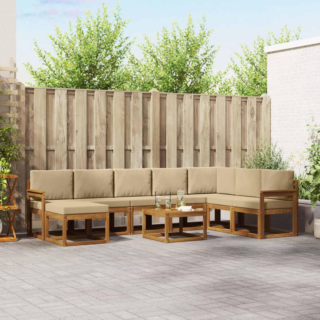 (Robust Möbel)Outdoor-Sofagarnitur - CLORIS - Balkonmöbe/Sitzgruppe - mit Kissen 9 pcs - Moderne Design - Natur und Beige - Gartensofas NeuM...