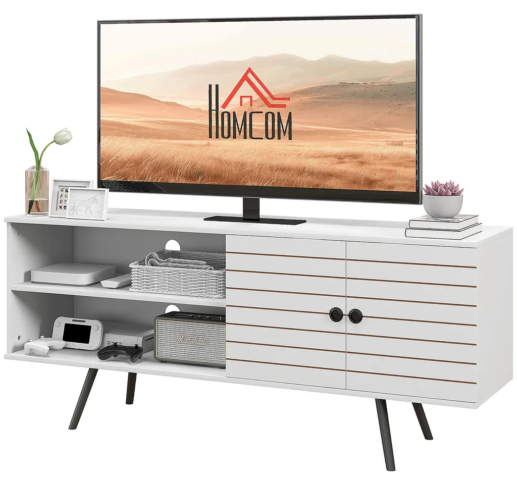 Meuble TV blanc 145cm : rangez vos câbles et décodeurs proprement - 2