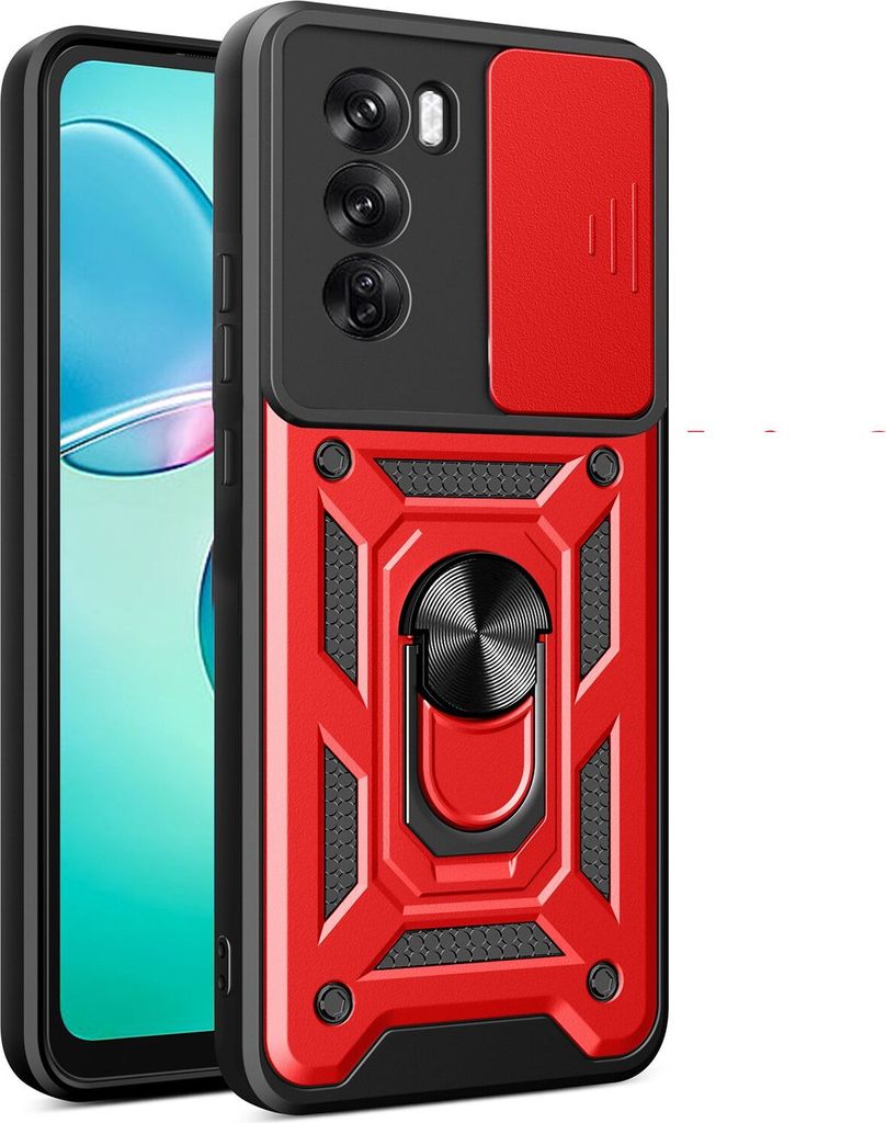 Hülle für Oppo Reno12 Pro 5G Magnetische Ring Ständer Halter Dia Kameraschutz TPU Bumper Silikon Schutzhülle Rot