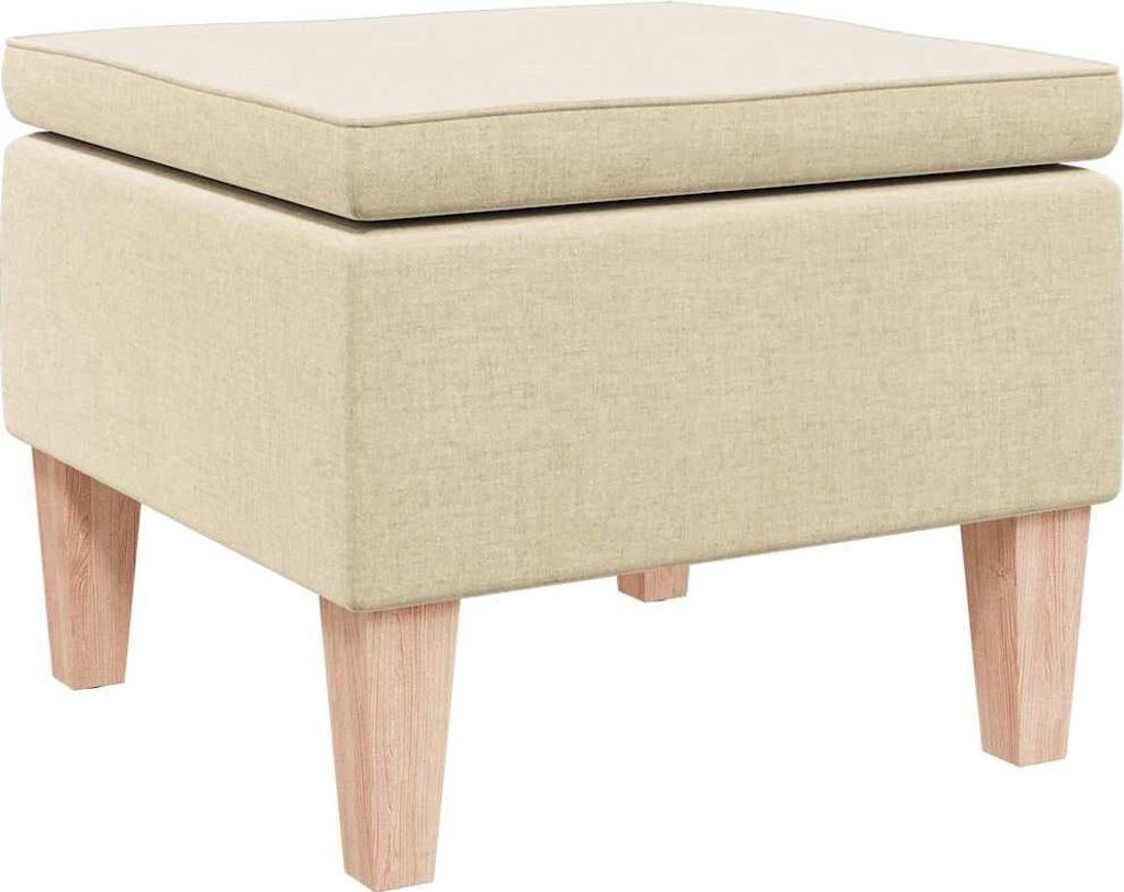 vidaXL Hocker mit Holzbeinen Creme Stoff