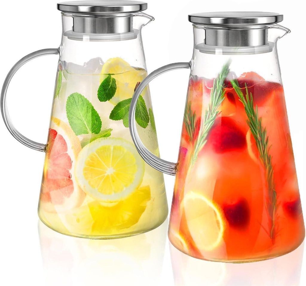 WUWEOT Carafe en verre de 2 litres avec couvercle en acier Image du produit 