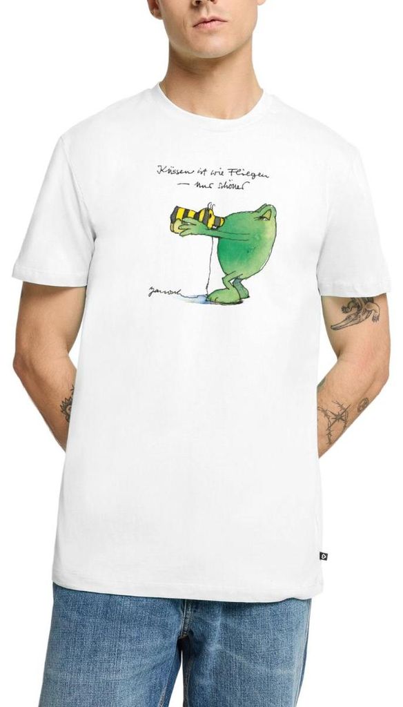 Spreadshirt Janosch Günter Kastenfrosch Küssen Ist Wie Fliegen Männer Premium T-Shirt, 5XL, Weiß