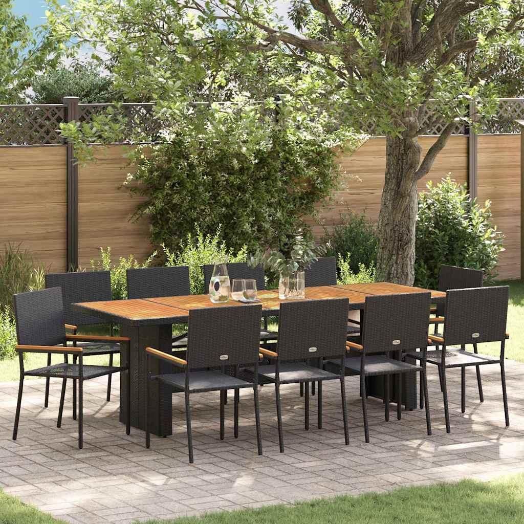Maison Exclusive - Garten Essgruppe 11 pcs Schwarz Poly-Rattan
