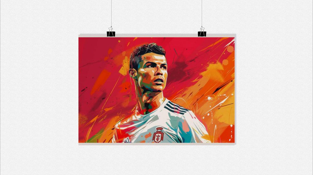 Cristiano Ronaldo Poster - Fußball Poster - Weißes Trikot Produktbild 