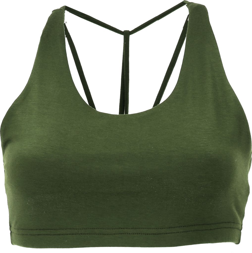 Goa Psytrance Bikini Top, Boho Top, Pixi Top mit Toller Rückenpartie - Olivgrün, Damen, Elasthan,Viskose, Größe: M