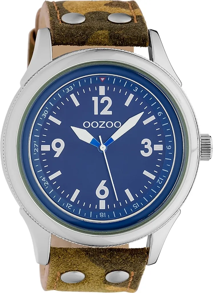 Montre Cuir Vert Camouflage Oozoo UOC10351 Design Moderne Timepieces