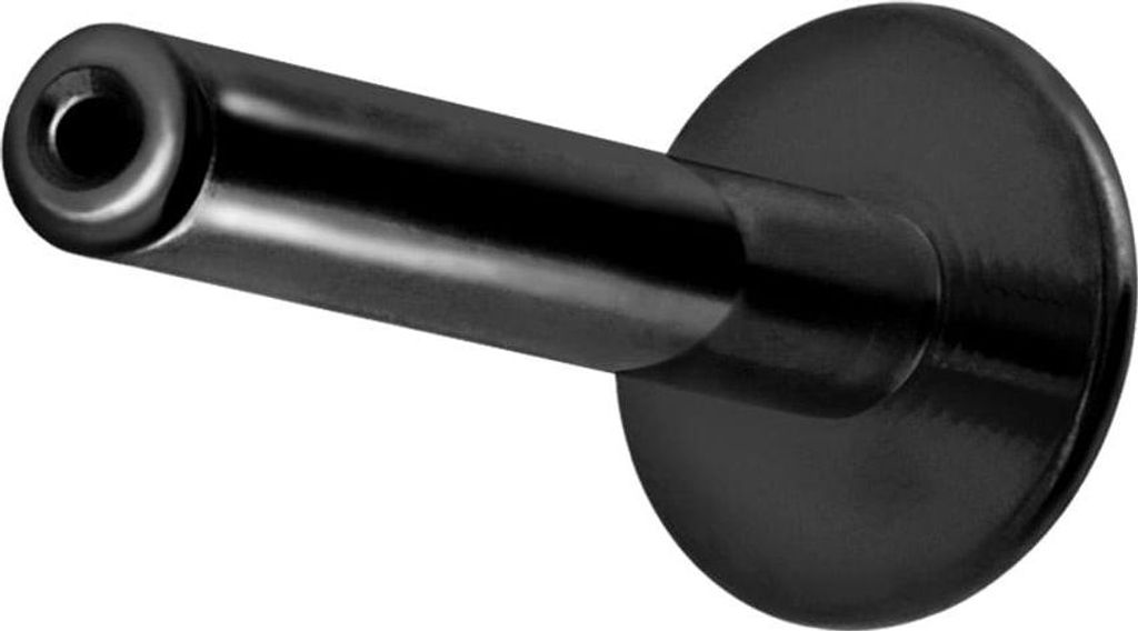 Ohrpiercing, Nasenpiercing Titan Labret mit Push Fit ohne Kugel ABGERUNDETE PLATTE Schwarz Stablänge: 7mm | Stabstärke: 1mm