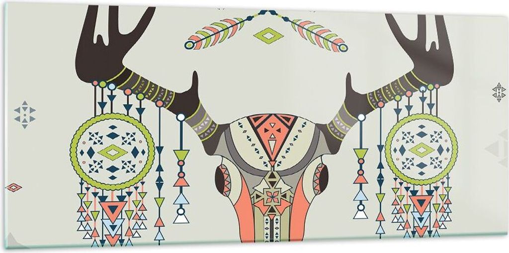 Bilder auf glas - Hirsch Mandala Spiritualität wild - 120x50cm - Glasbilder - Wandbilder - Kunstdruck - Wanddekoration aus Glas - Glas Bilder - Wa...