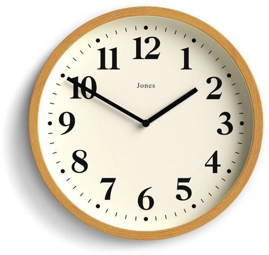 Horloge murale pour cuisine 25 cm aspect bois marron décor scandinave