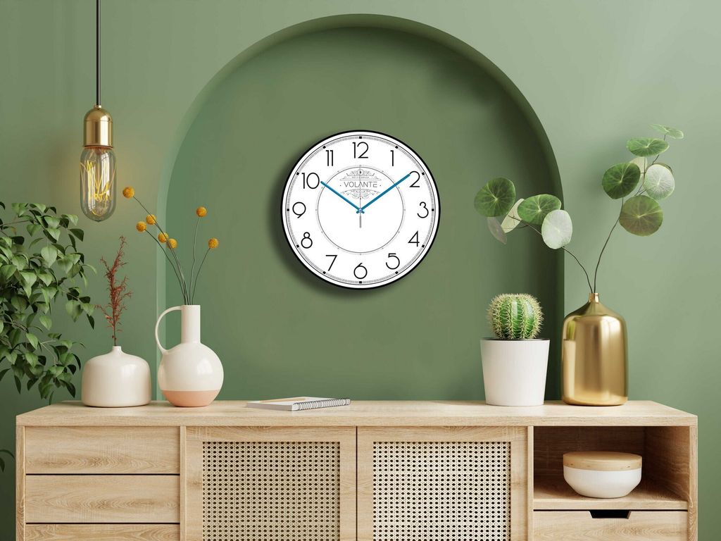 Opviq, 1T261214 - Syh4Mavı, Dekorative Wanduhr, Schwarz, 100 % KUNSTSTOFF, 35 x 35 cm