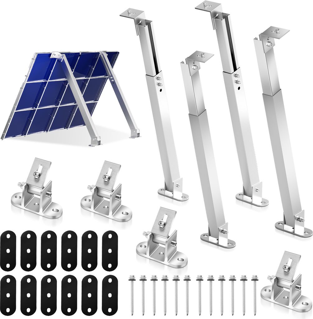 Für 2 Solarpanel Solarmodule Halterung Solarhalterung Modul 10-30° Individuell einstellbarer Flachdach Montagewinkel,Mobile Solaranlagen