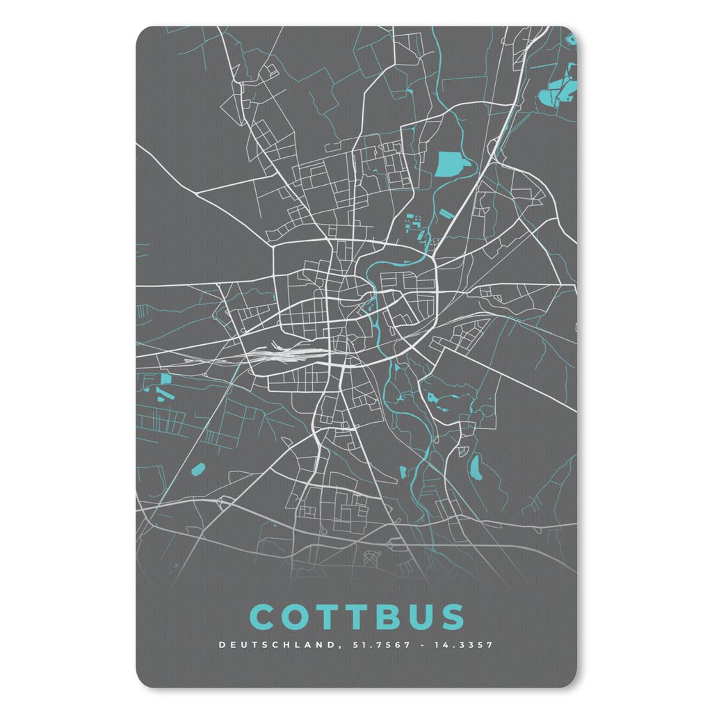 MuchoWow Mauspad Mousepad Deutschland - Blau - Cottbus - Stadtplan - Karte 40x60 cm - Mousepads - Maus Mat - Pad - Mausunterlage - Schreibtisch A...